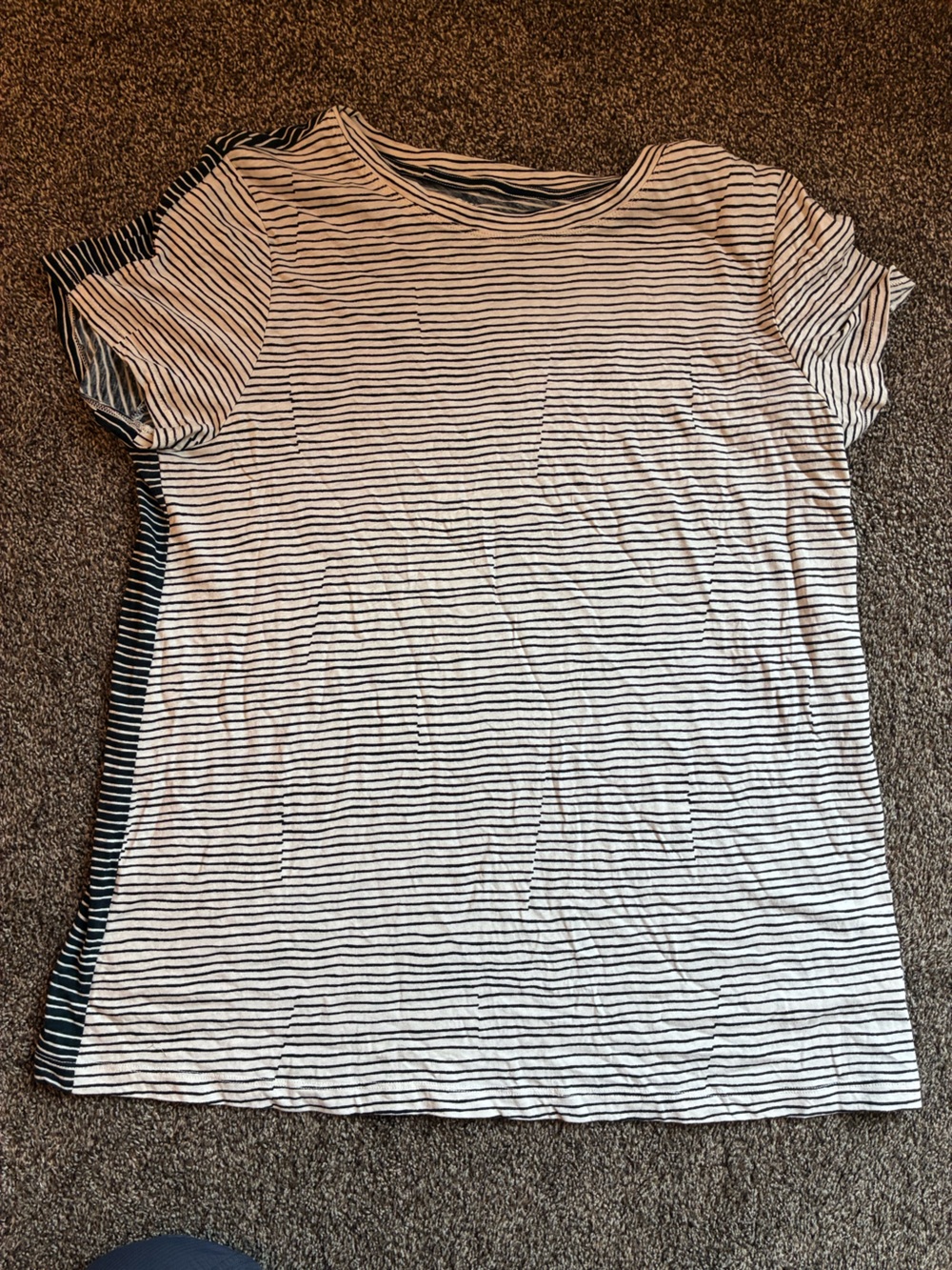 Athleta Black & White Striped Short-Sleeve Crew Tee